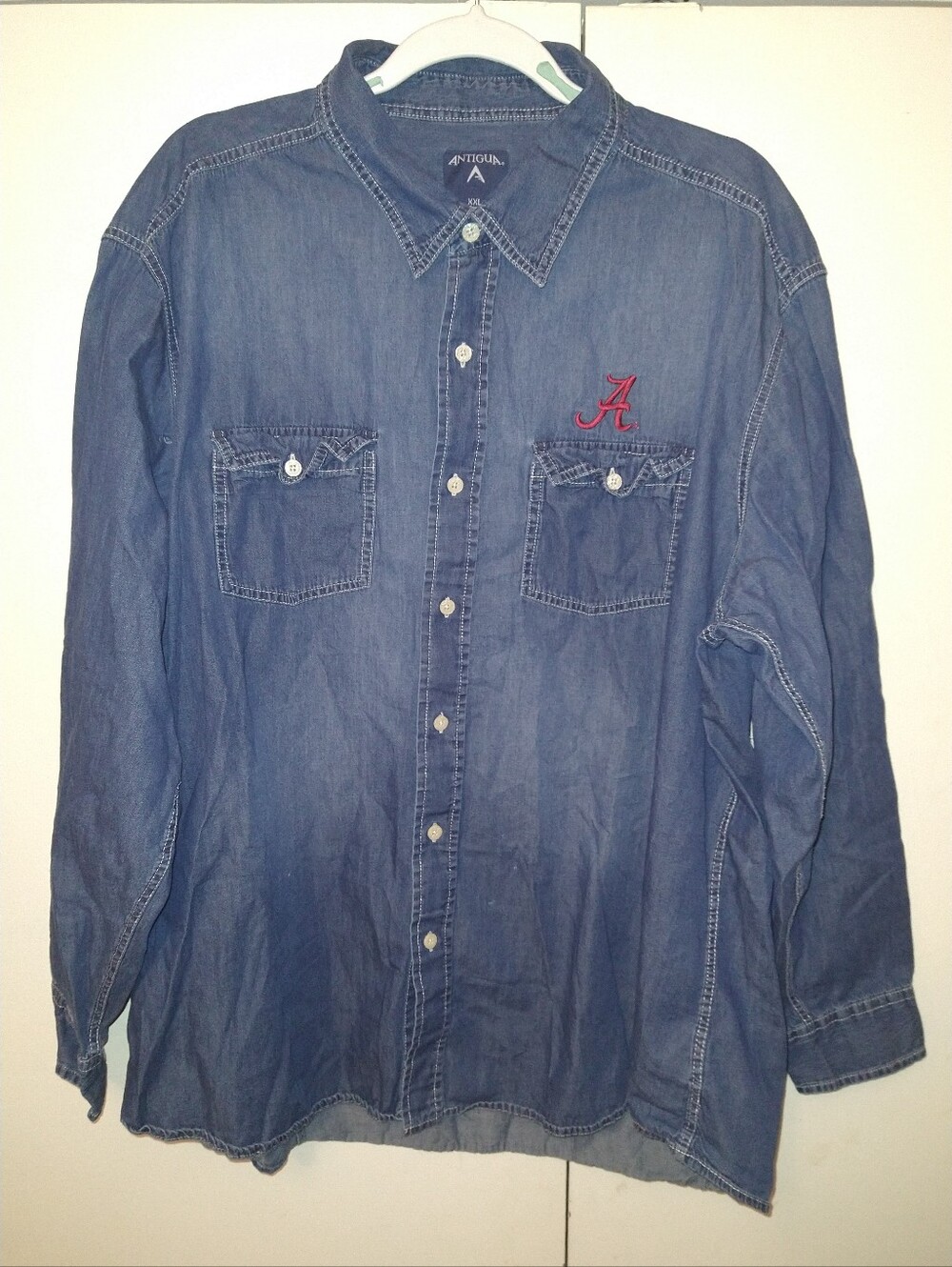 Antigua Alabama Crimson Tide NCAA Long Sleeve Denim Button Up Shirt Men's sz XXL